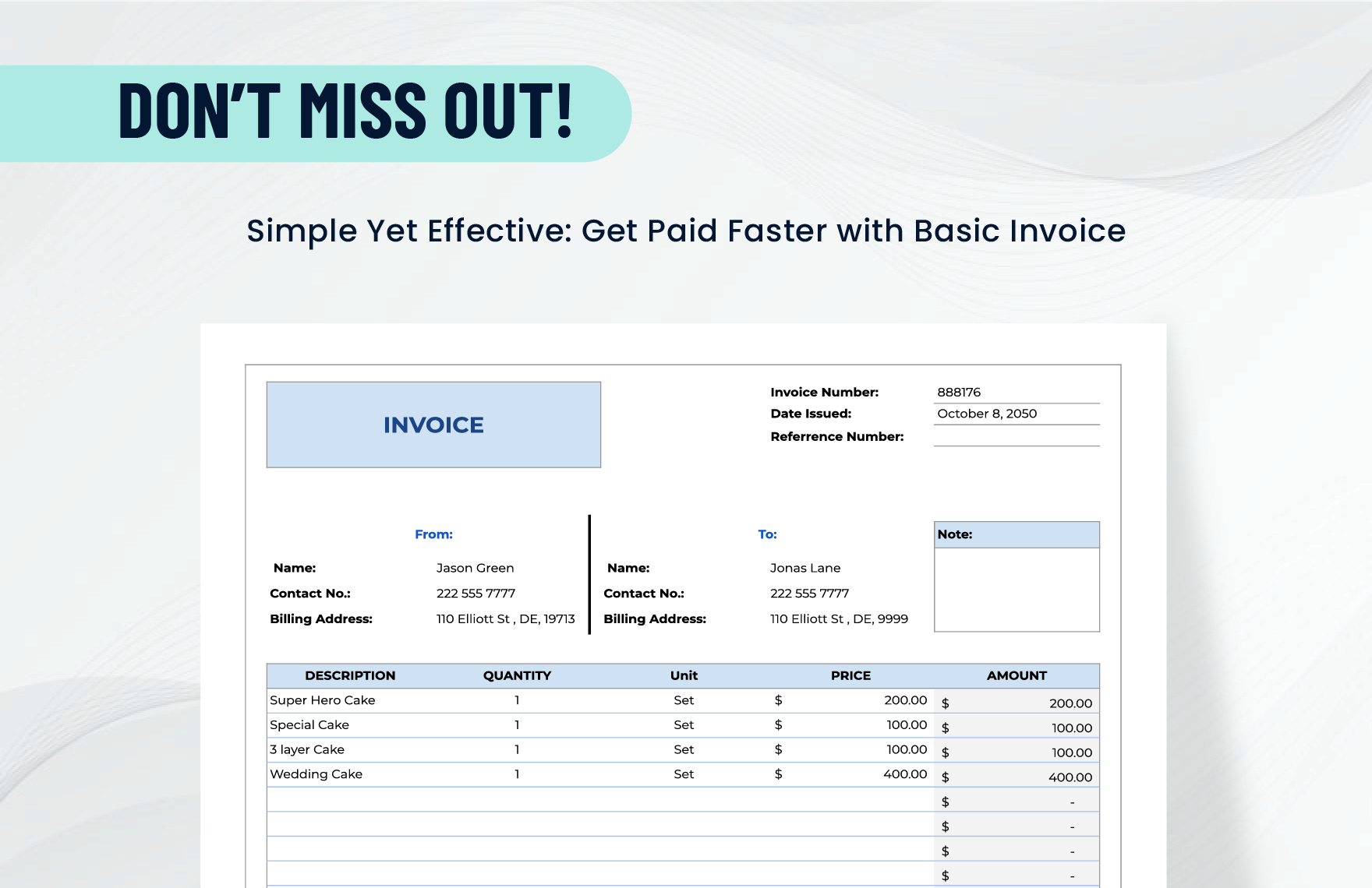Basic Invoice  Template