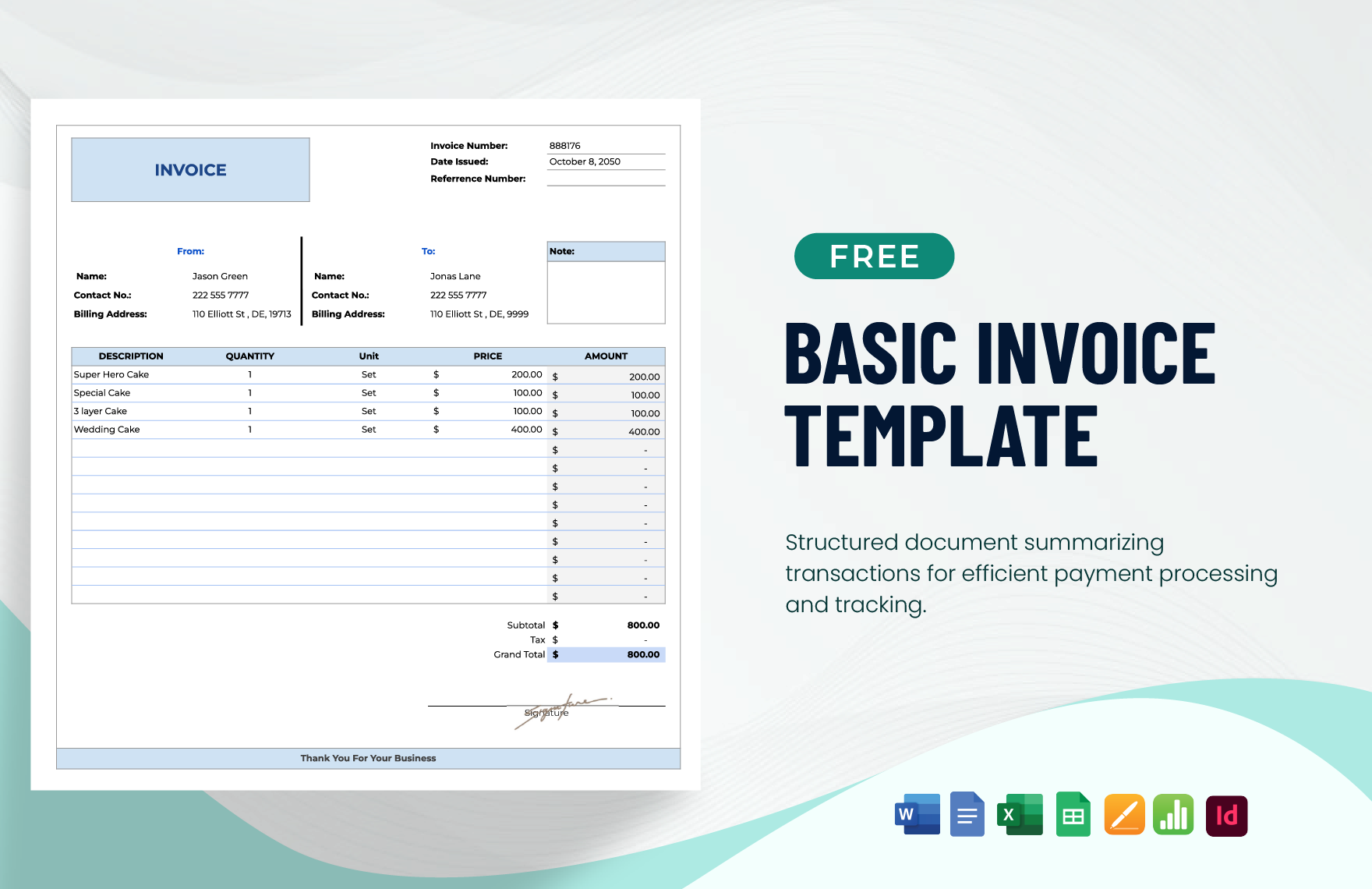 Basic Invoice  Template