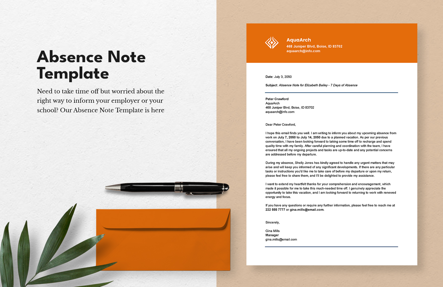 Absence Note Template Download In Word Google Docs PDF Apple Pages 