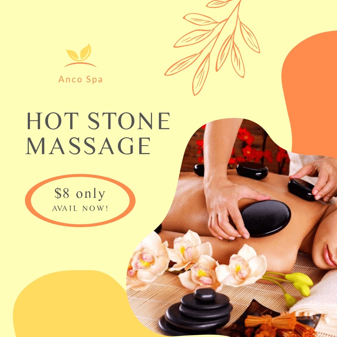 Hot Stone Massage Post, Instagram, Facebook Template