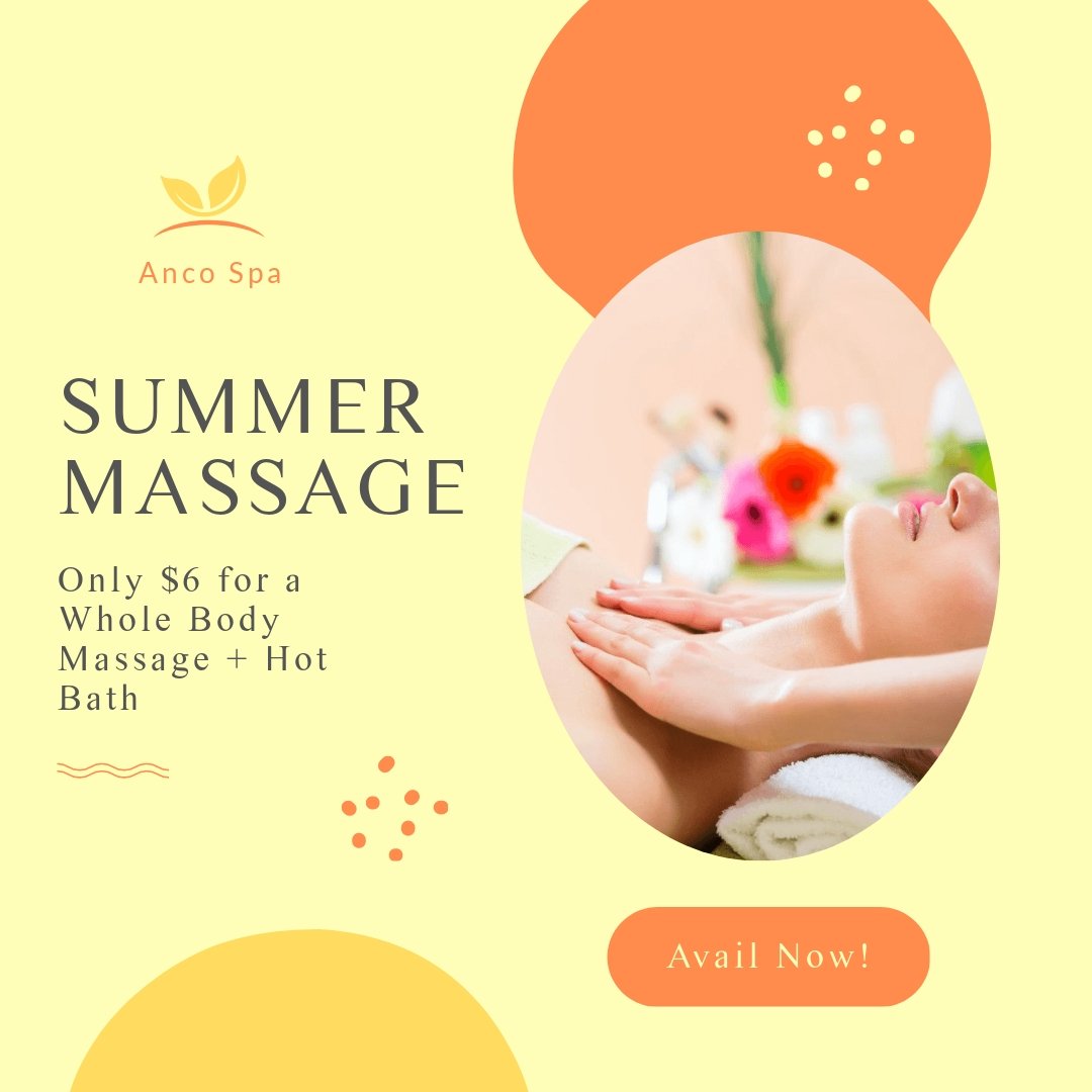 Summer Massage Post, Instagram, Facebook Template
