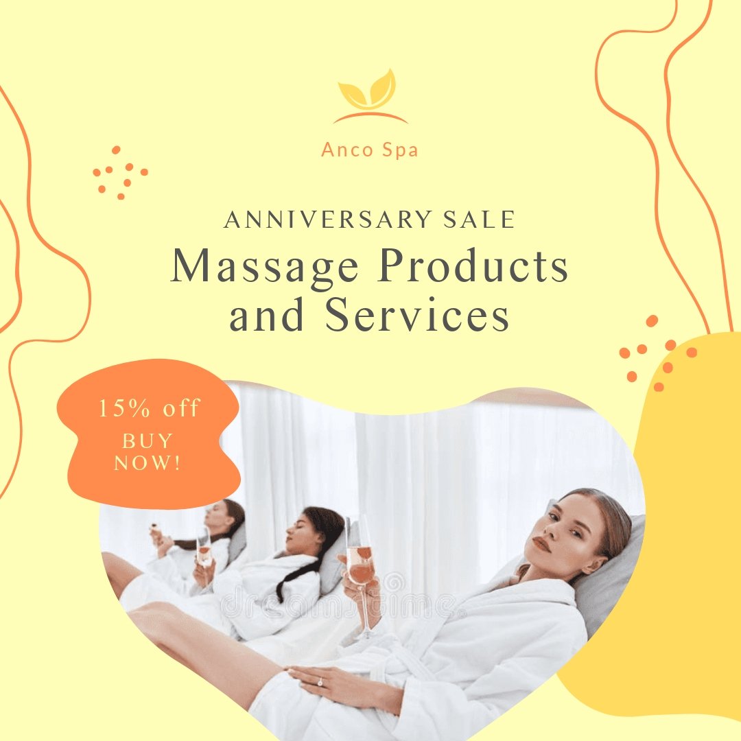 Free Massage Centre Anniversary Sale Post, Instagram, Facebook Template