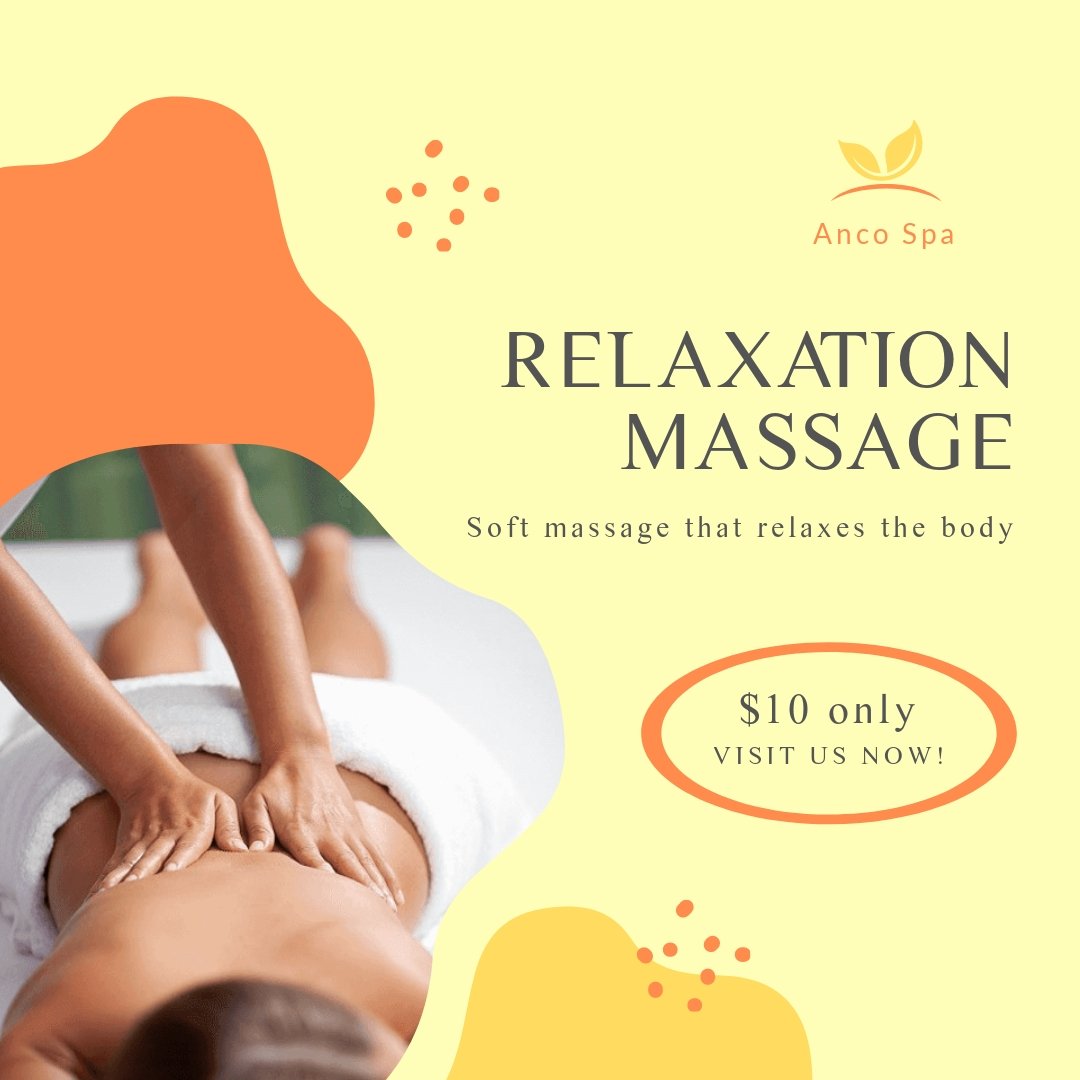 Free Relaxation Massage Ad Post, Instagram, Facebook Template