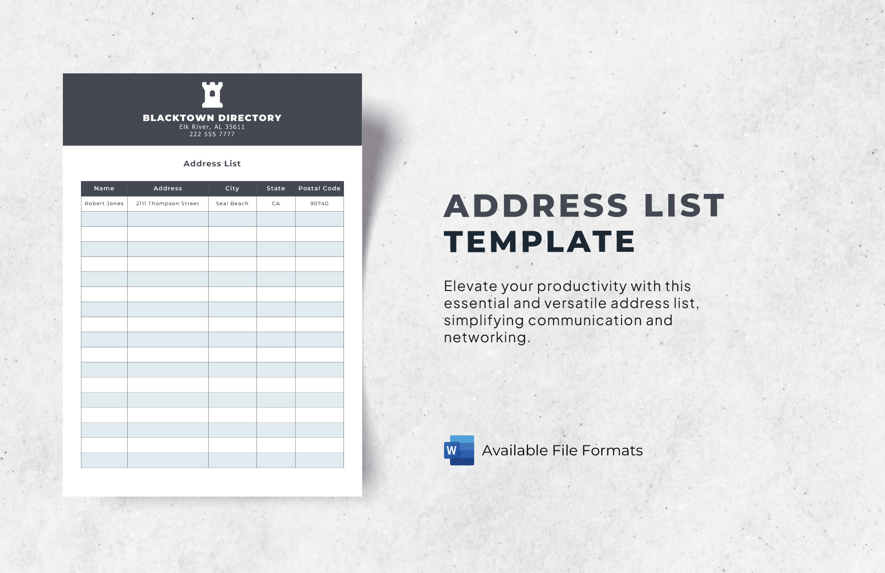 Free Address List Template