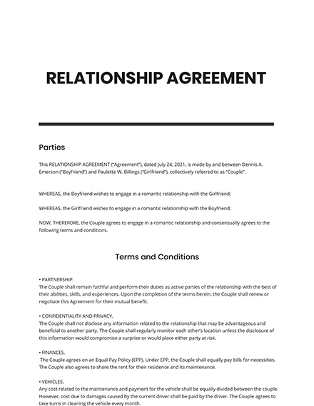 template relationship agreement contract word