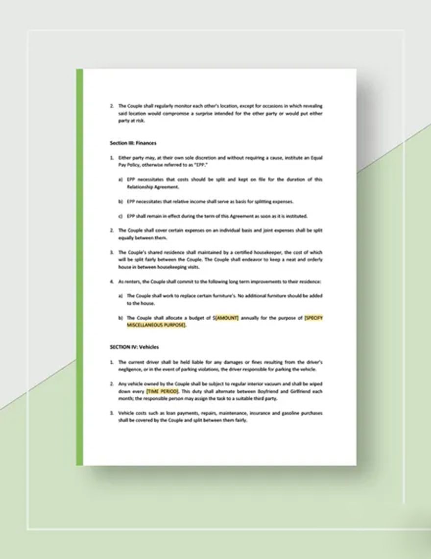 Relationship Agreement Template