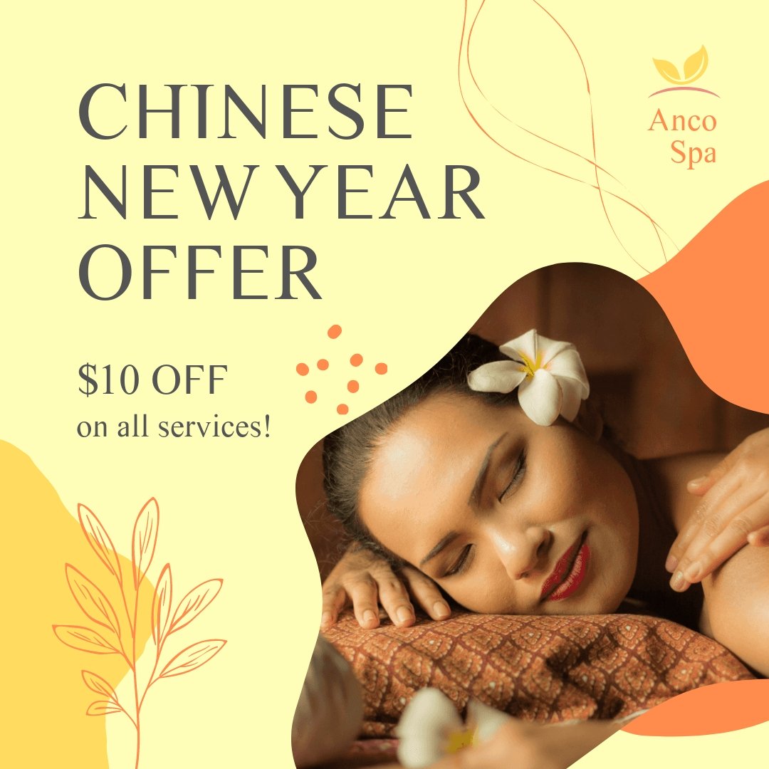 Free Chinese New Year Massage Ad Post, Facebook, Instagram Template