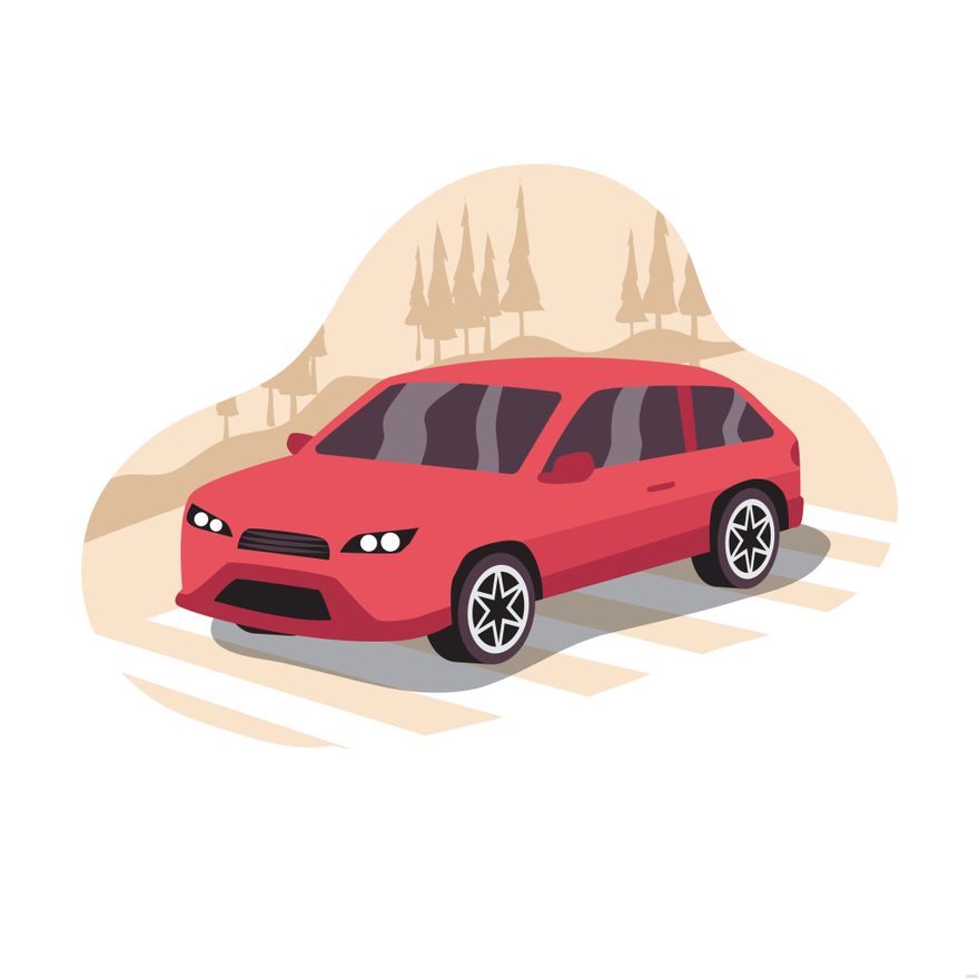 Free Red Car Illustration in Illustrator, EPS, SVG, JPG, PNG