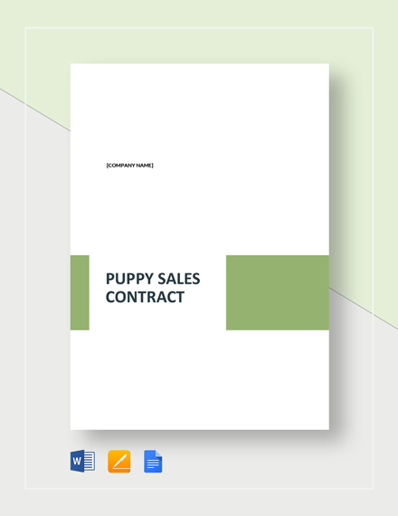 Puppy Contract Template Free Word