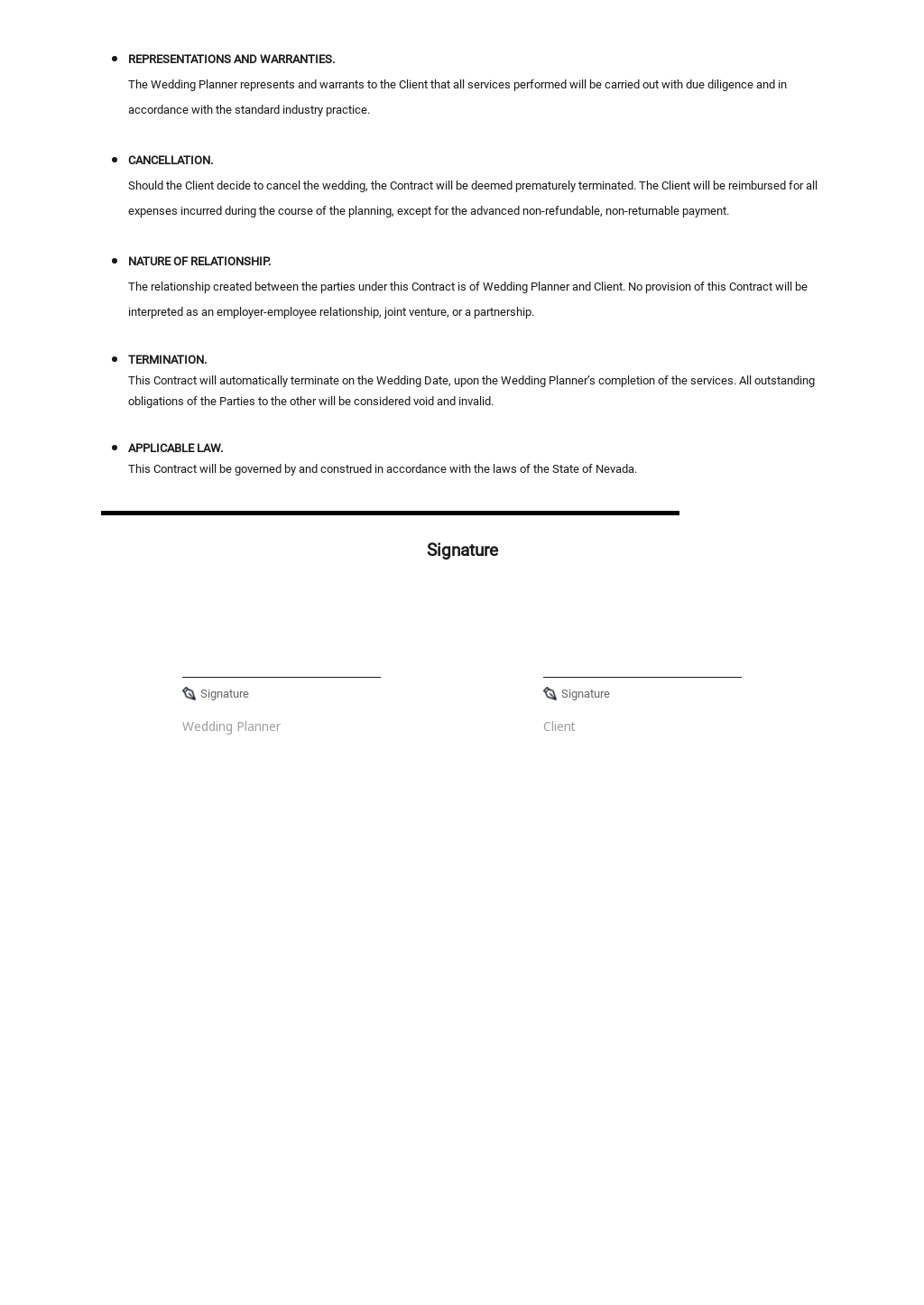 Wedding Planner Contract Template Free PDF Word Google Docs