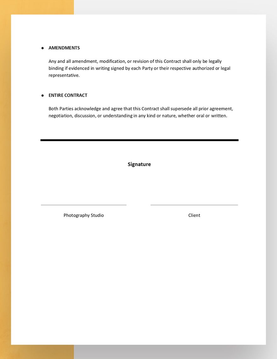 Wedding Photography Contract Template