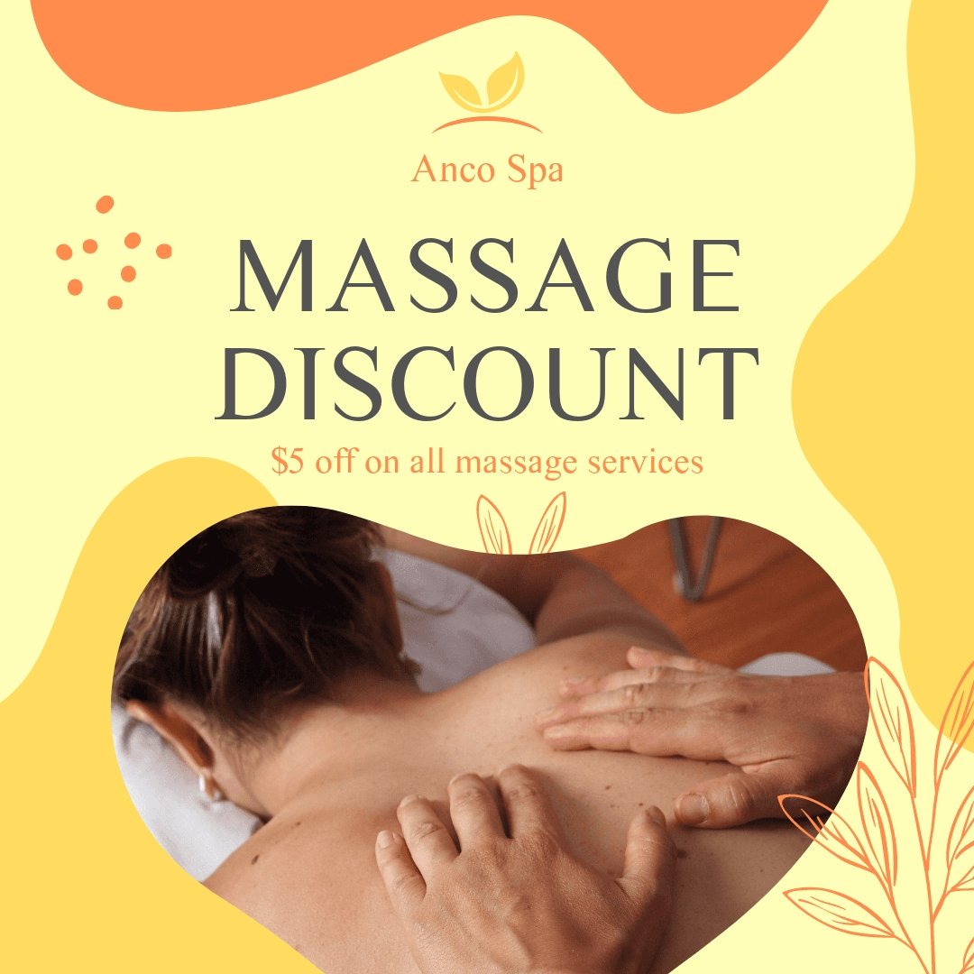 Massage Discount Offer Post, Facebook, Instagram