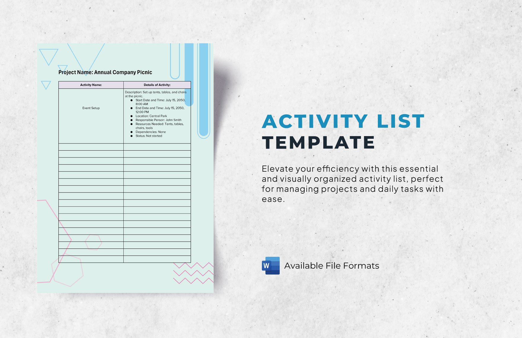 Activity list Template