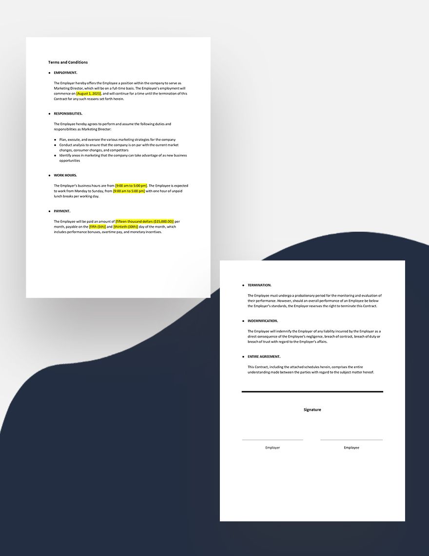 Employment Contract Template - Google Docs, Word, Apple Pages ...