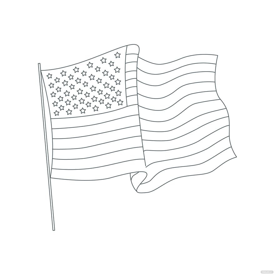 Free American Flag Waving Outline Vector