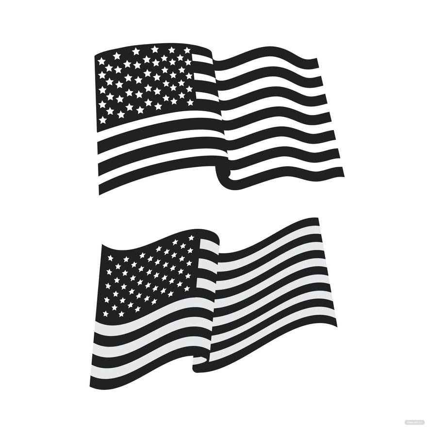 Free Black American Flag Waving Vector