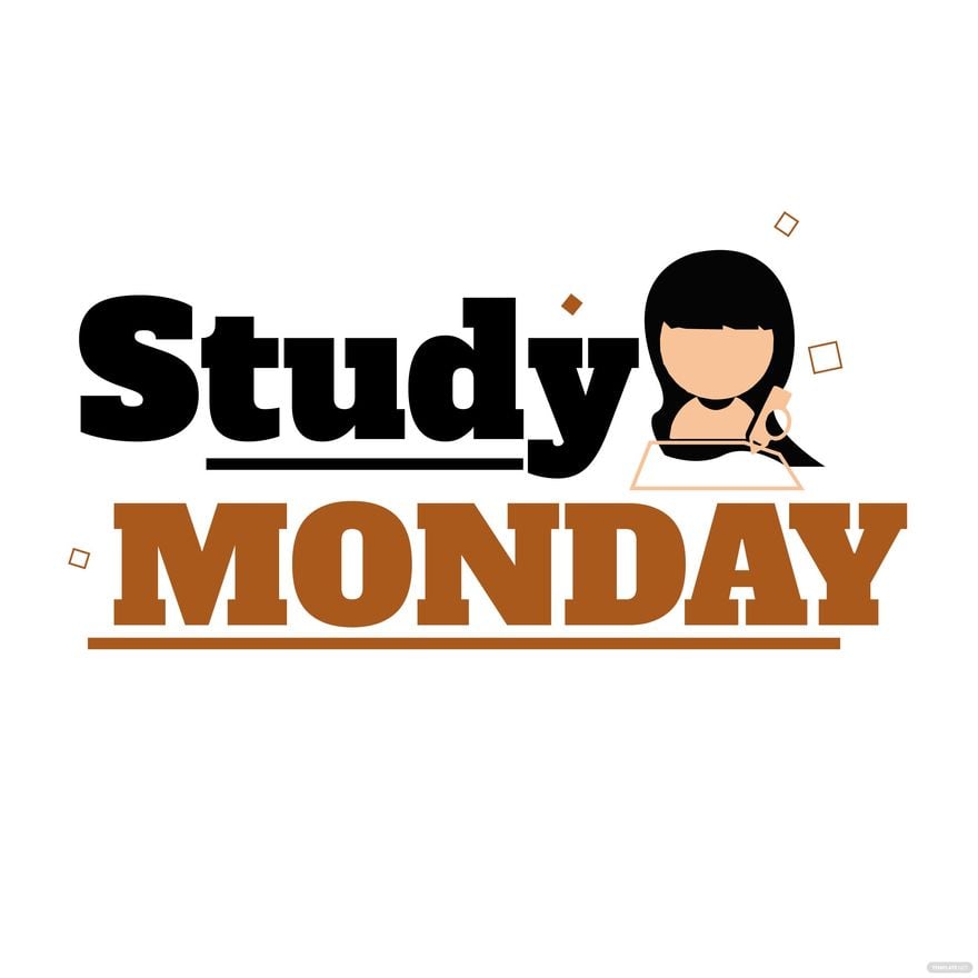 Monday Study Sign Vector