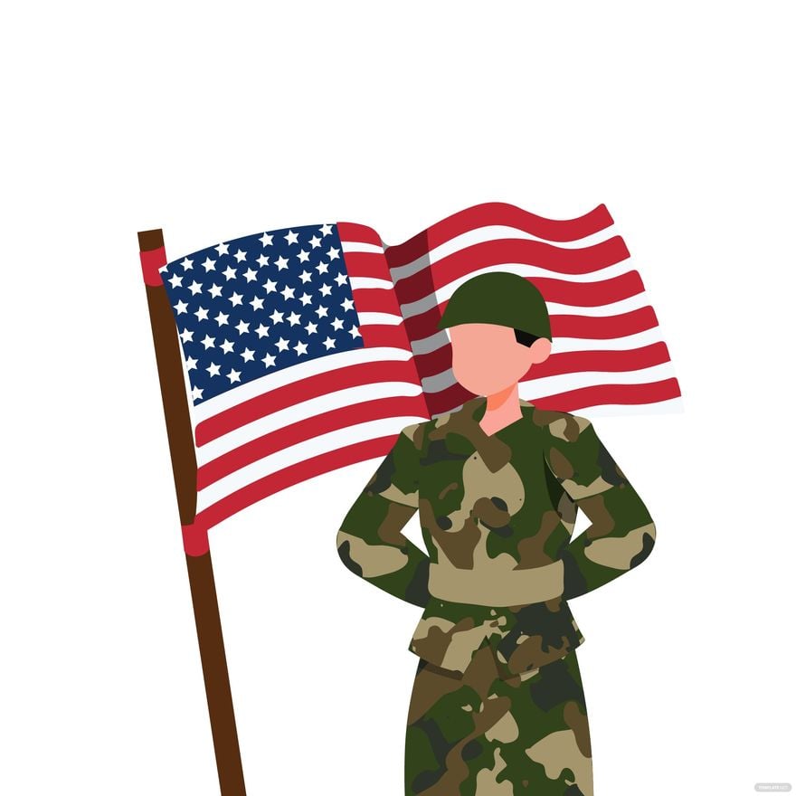 Free Military Waving American Flag Vector