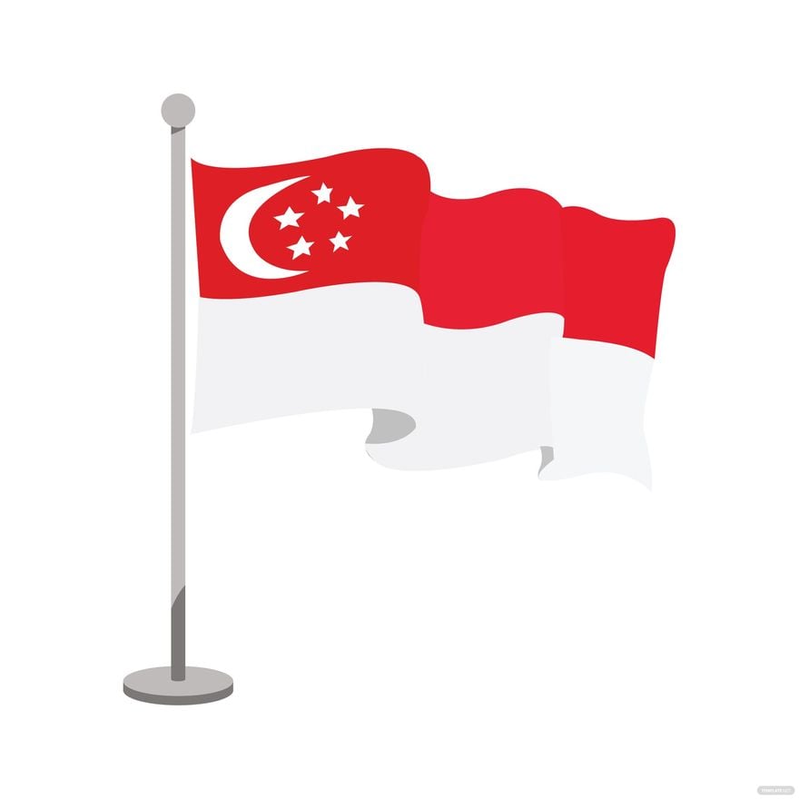 Singapore Flag Waving Vector in Illustrator, EPS, SVG, JPG, PNG