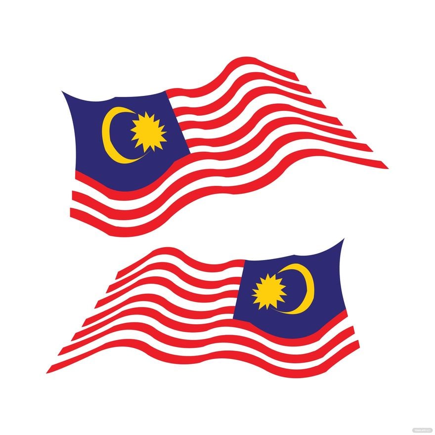 fFree Malaysia Flag Waving Vector in Illustrator, EPS, SVG, JPG, PNG