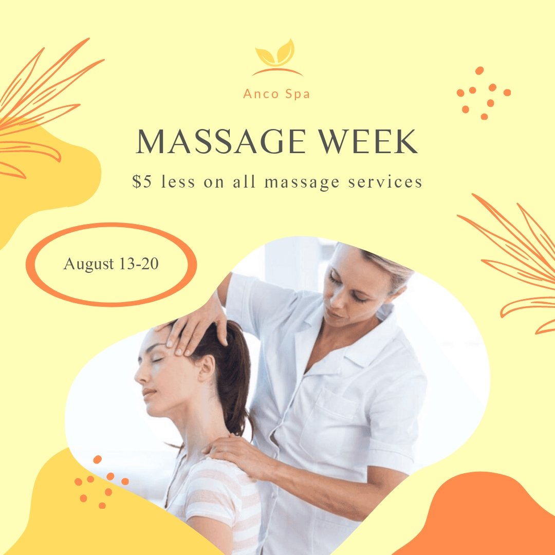 Free Massage Week Offer Post, Facebook, Instagram Template