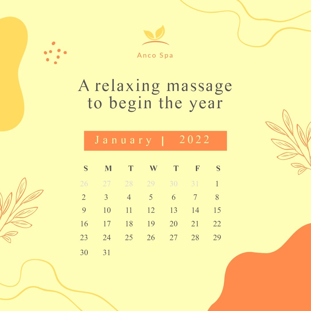 Professional Massage Calendar Template