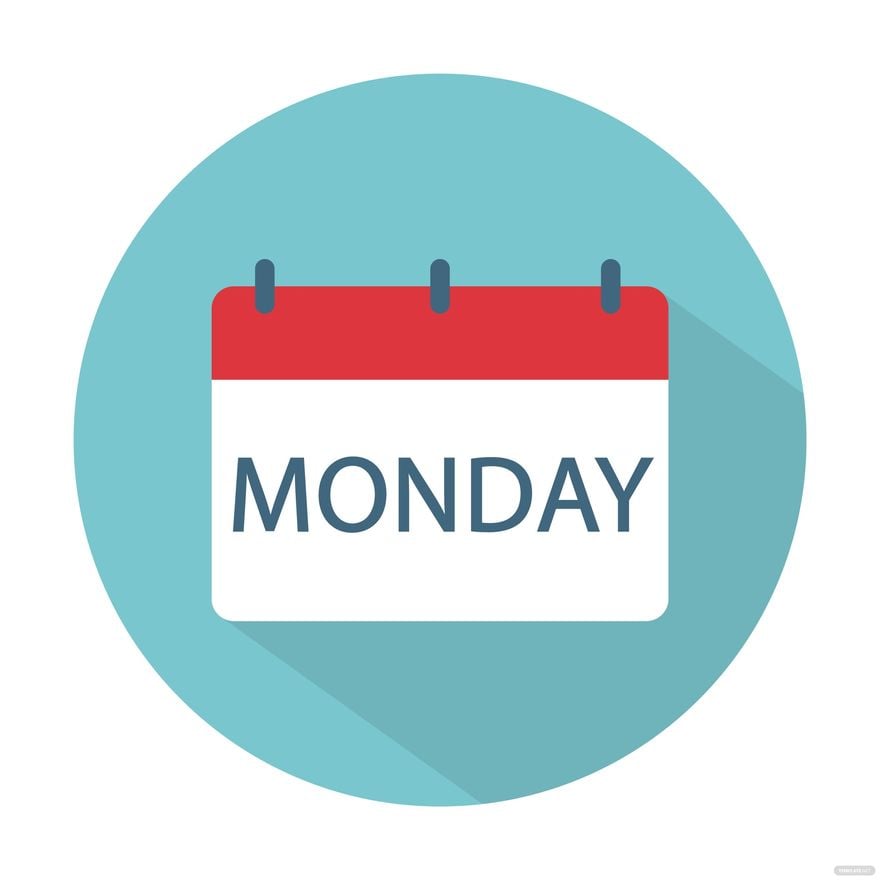 Free Monday Calendar Vector in Illustrator, EPS, SVG, JPG, PNG
