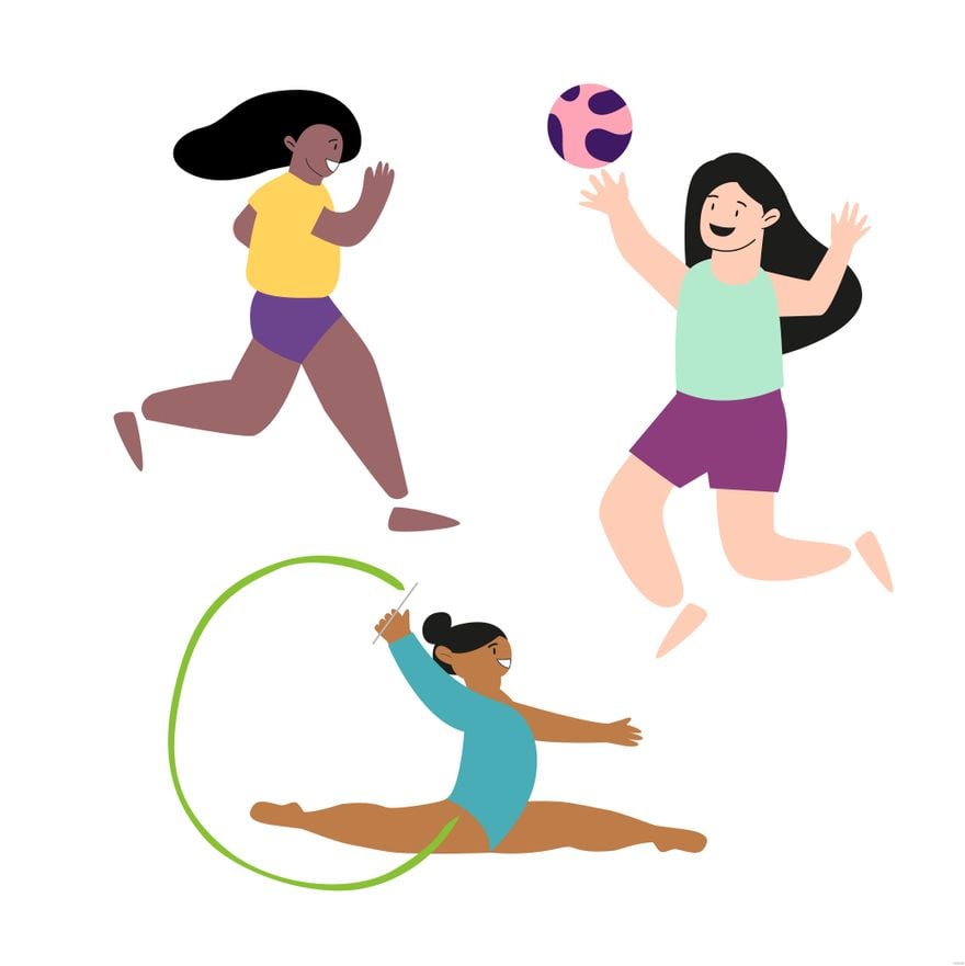 Sports Girls Illustration in Illustrator, EPS, SVG, JPG, PNG