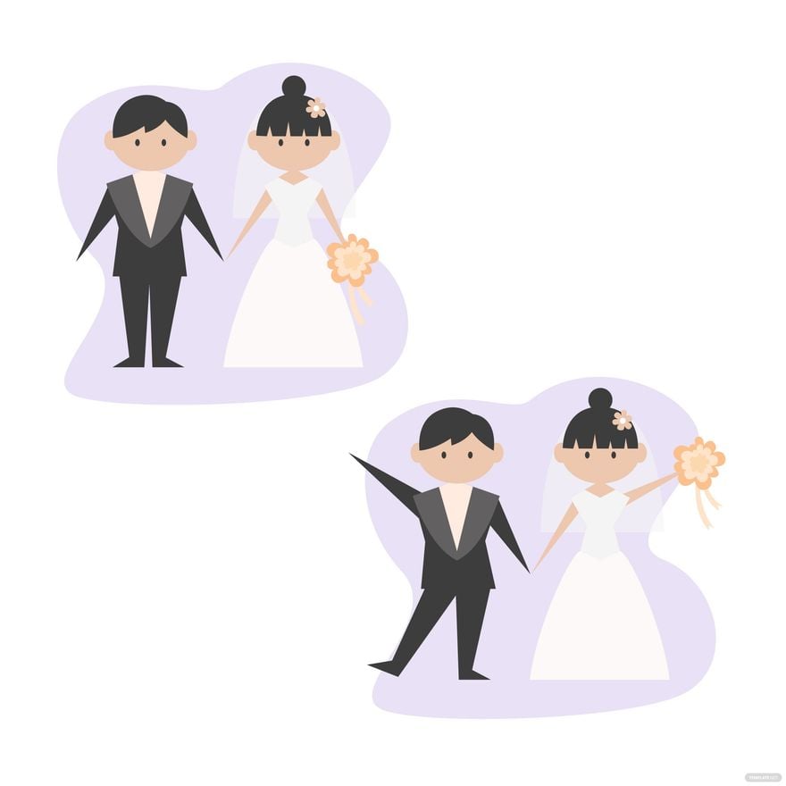 Free Cartoon Wedding Couple Vector