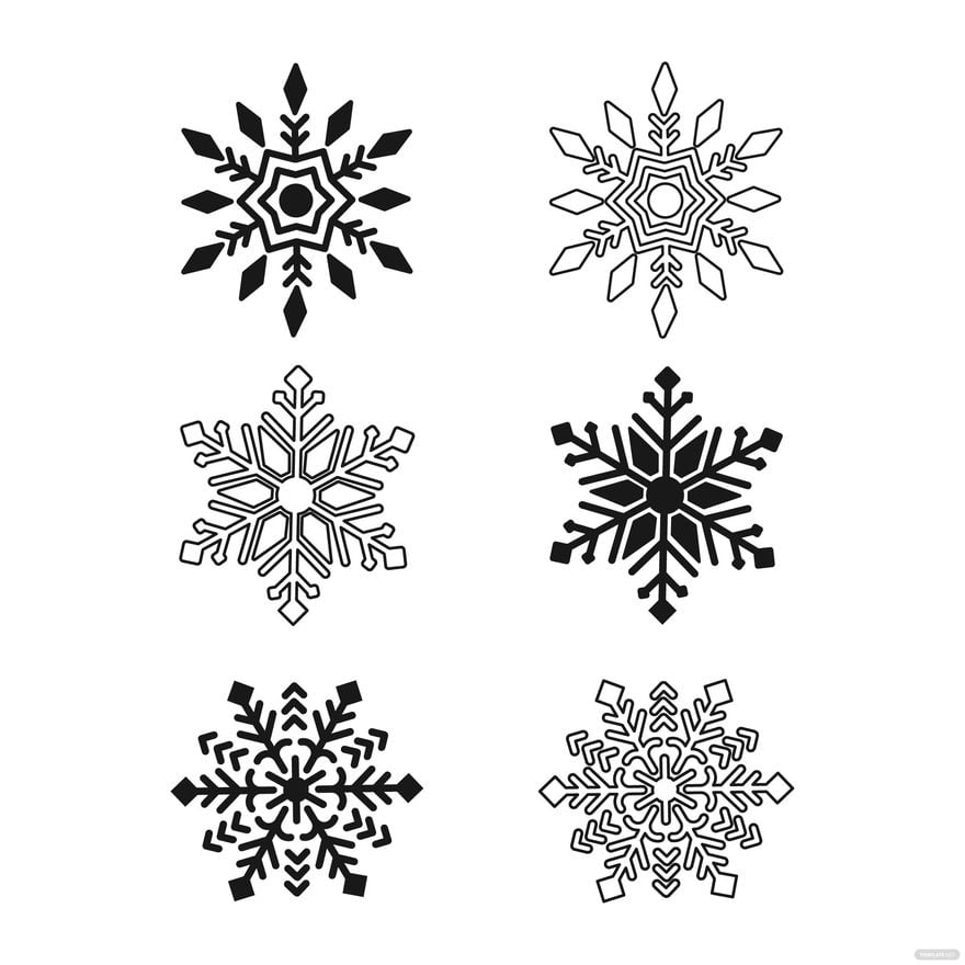 Black and White Snowflake Vector in Illustrator, EPS, SVG, JPG, PNG