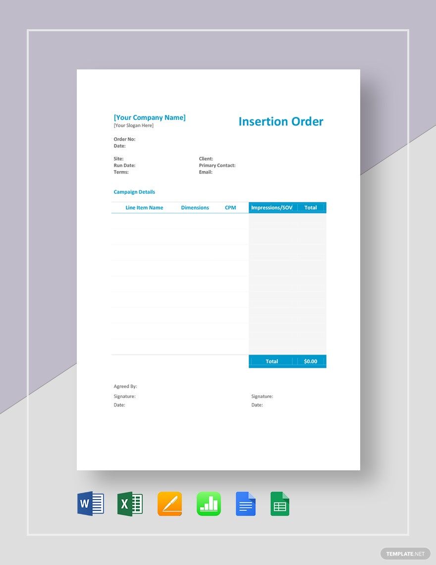 Insertion Order Template