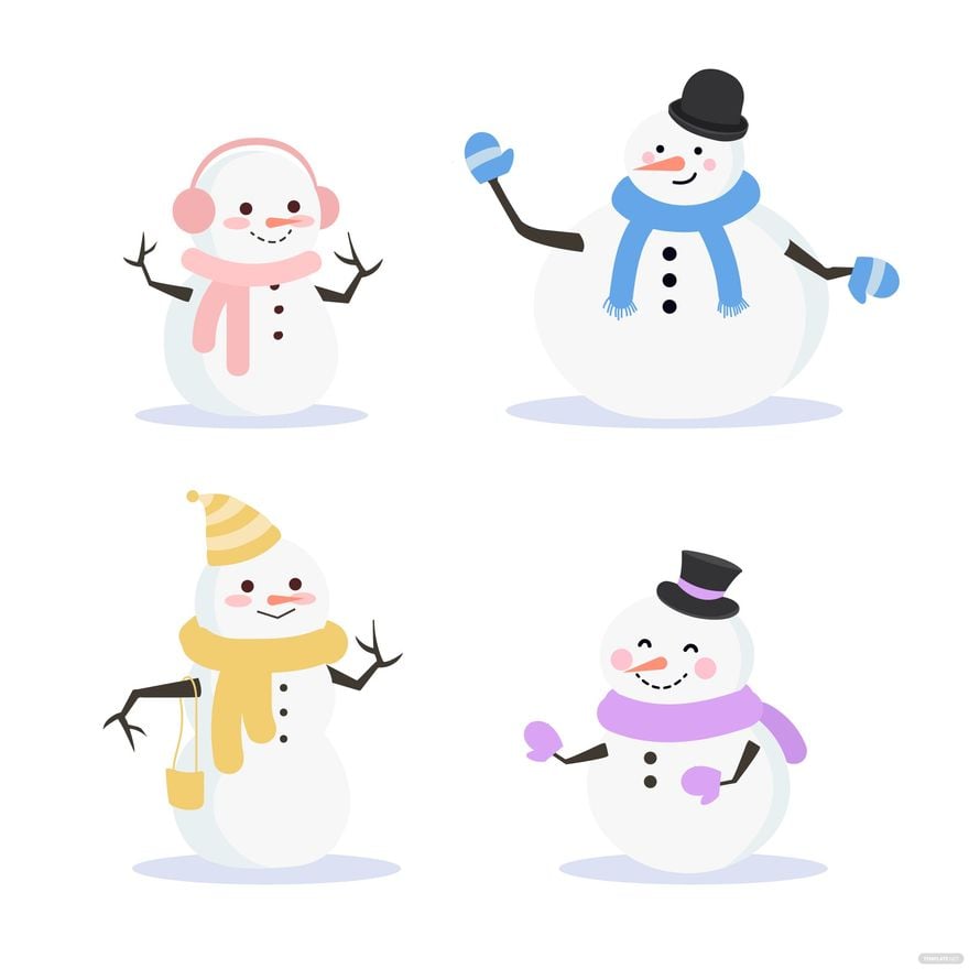 Snowman Vector in Illustrator, EPS, SVG, JPG, PNG