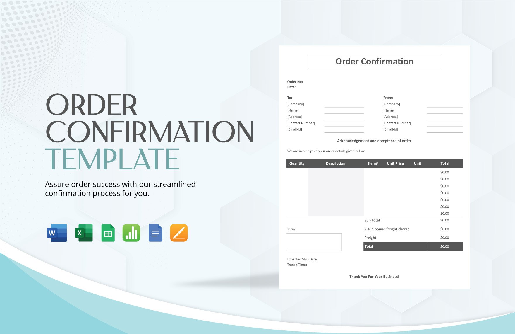 Order Confirmation Template in Word, Google Docs, Excel, Google Sheets, Apple Pages, Apple Numbers