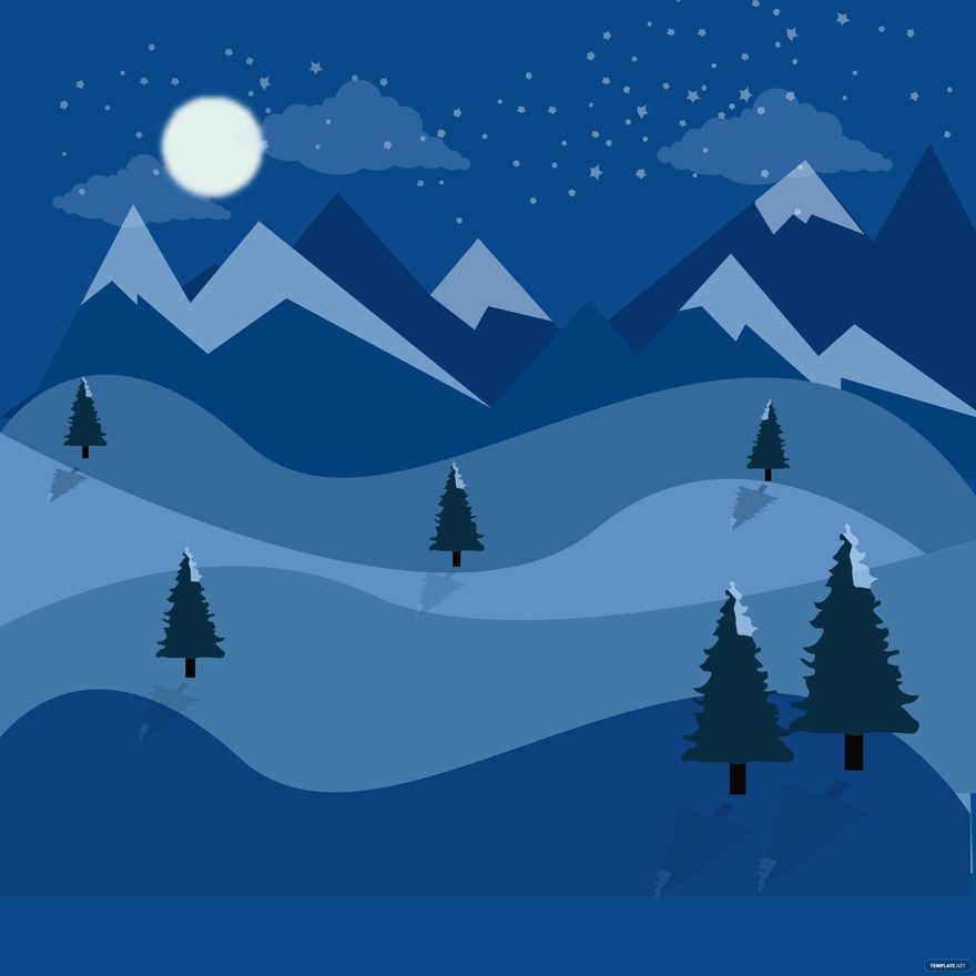 Winter Night Vector in Illustrator, EPS, SVG, JPG, PNG
