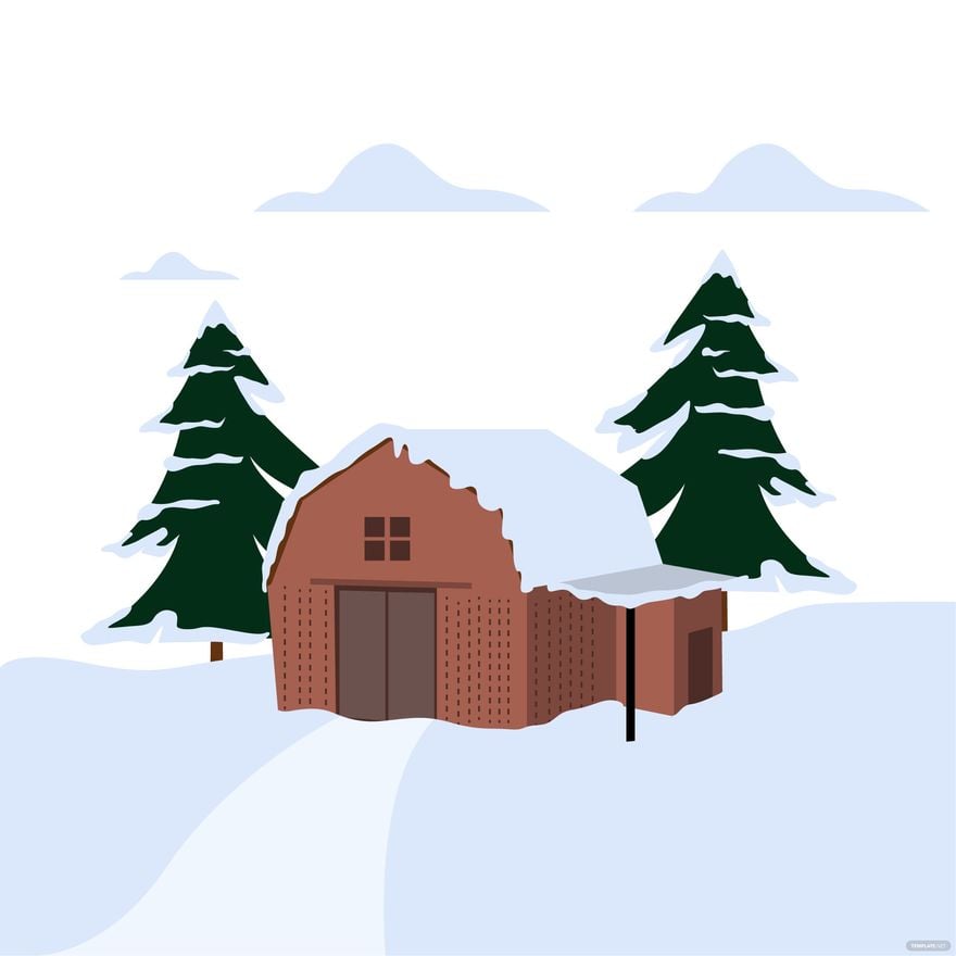 Winter Farm Vector in Illustrator, EPS, SVG, JPG, PNG