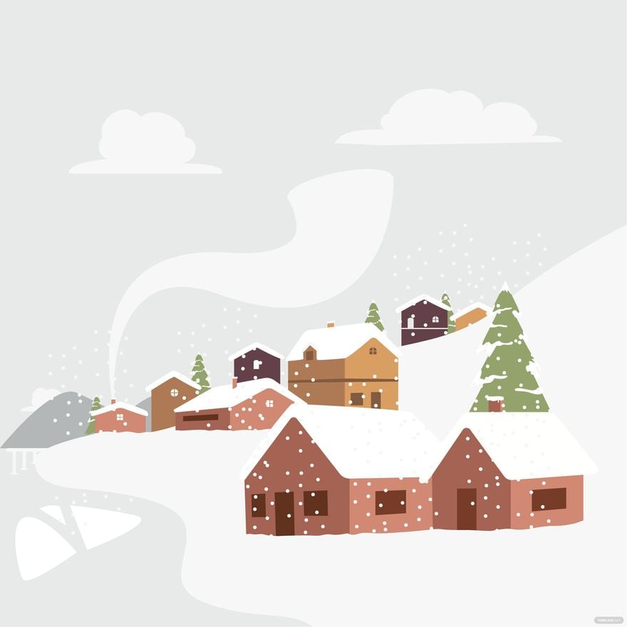 Winter Village Vector in Illustrator, EPS, SVG, JPG, PNG