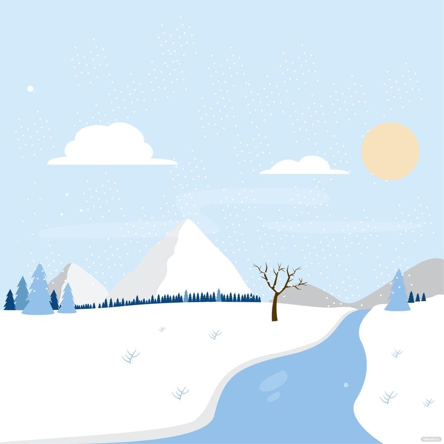 Winter Landscape Vector in Illustrator, EPS, SVG, JPG, PNG