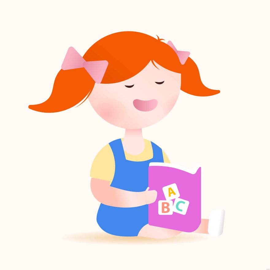 Free Kid Reading Book Illustration in Illustrator, EPS, SVG, JPG, PNG