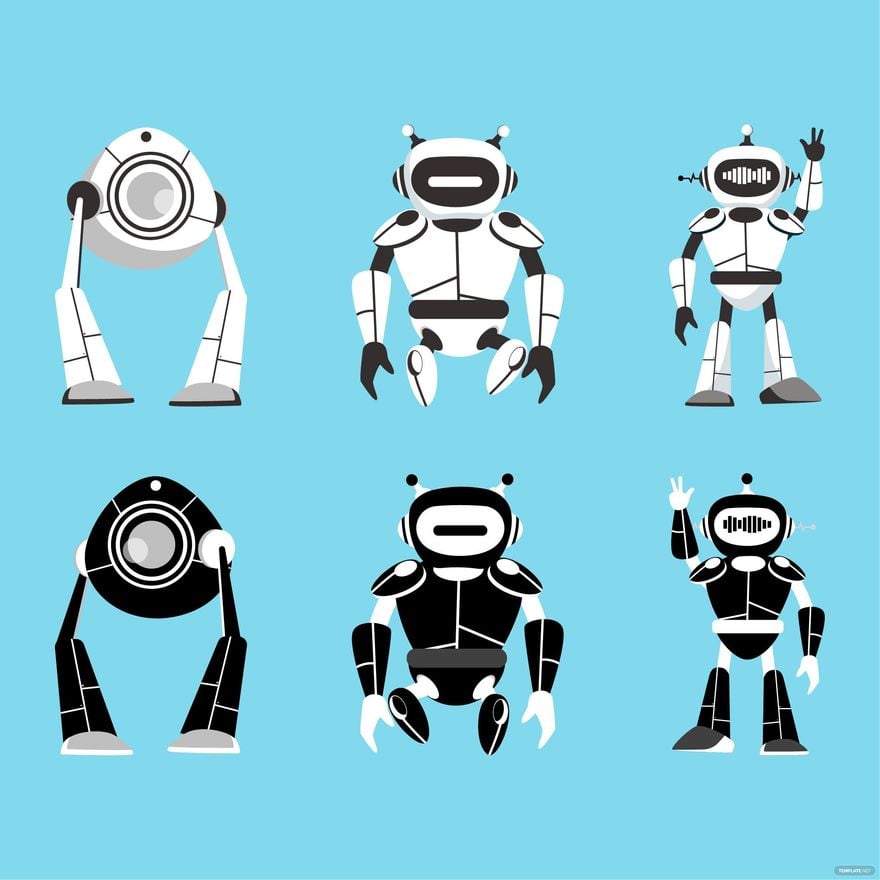 Free Black and White Robot Vector