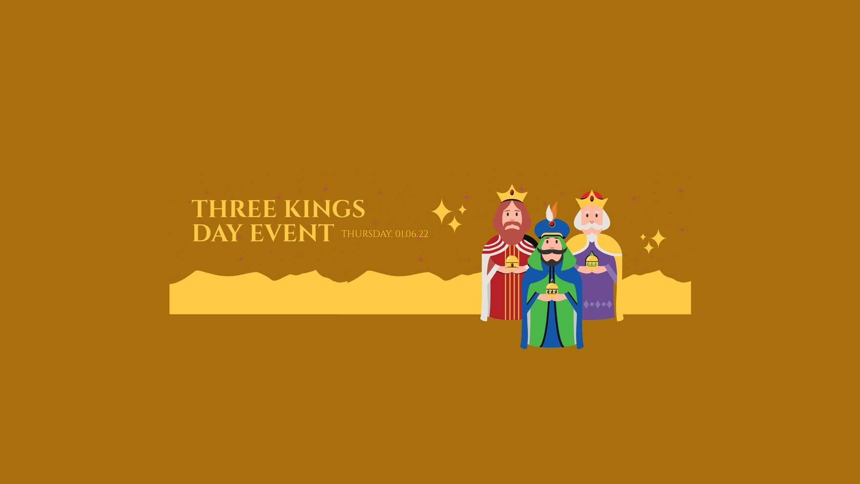 Free Three Kings Day Event Youtube Banner Template