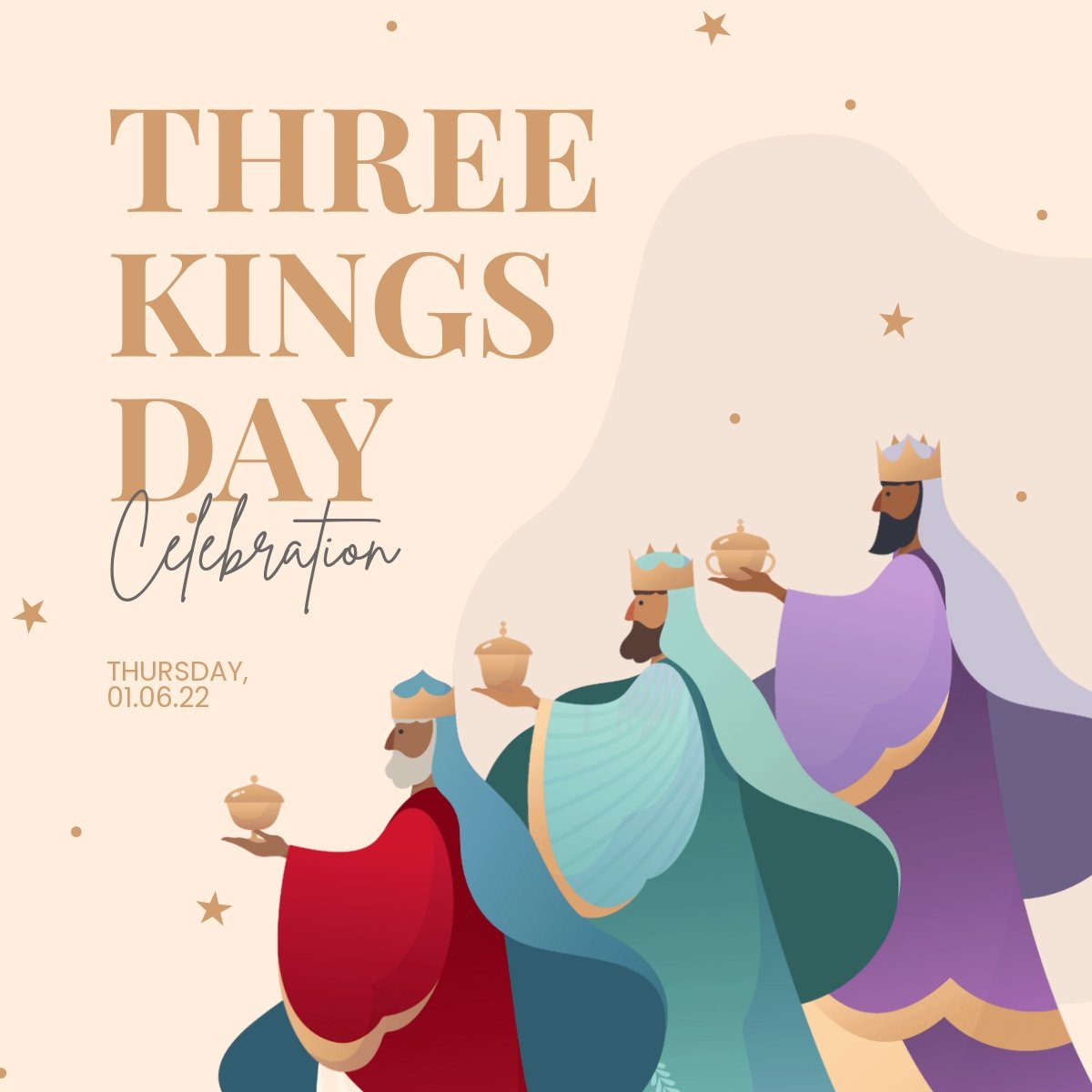 Free Three Kings Day Celebration Linkedin Post Template