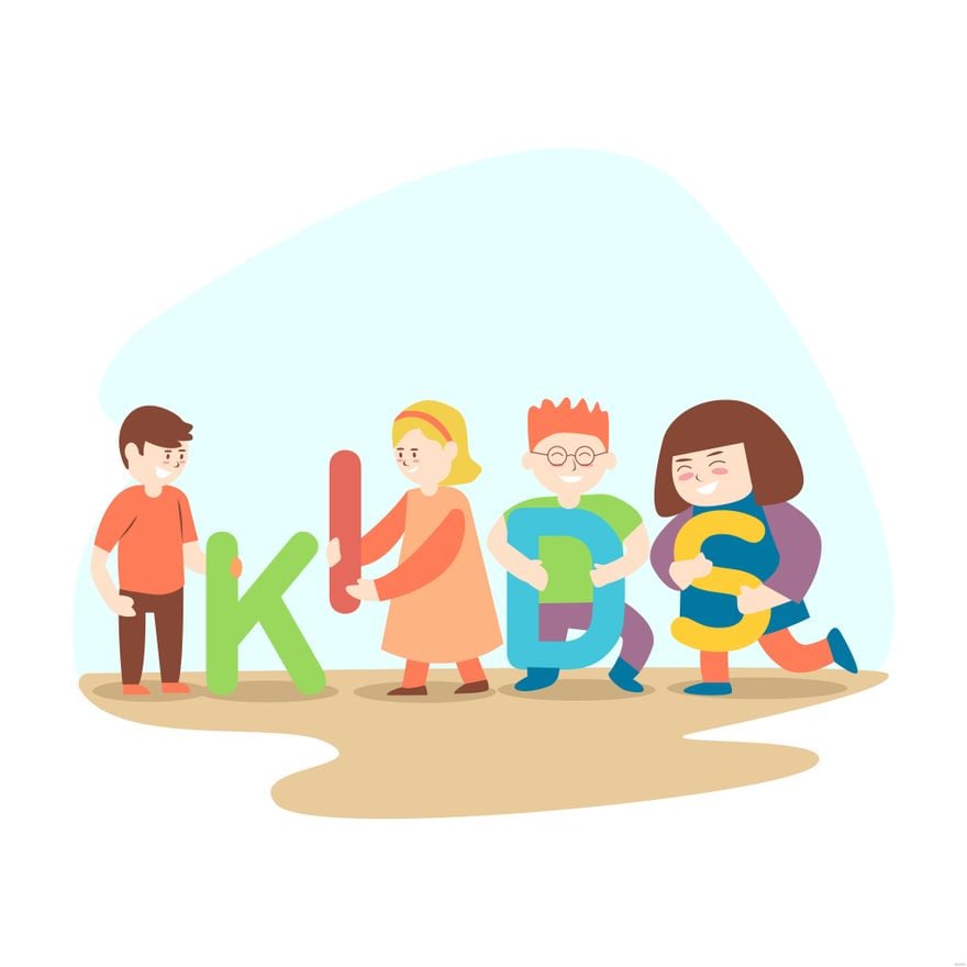 Free Kids Holding Letters Illustration in Illustrator, EPS, SVG, JPG, PNG