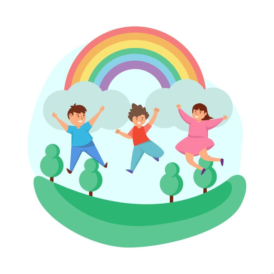 Free Rainbow Kids Illustration
