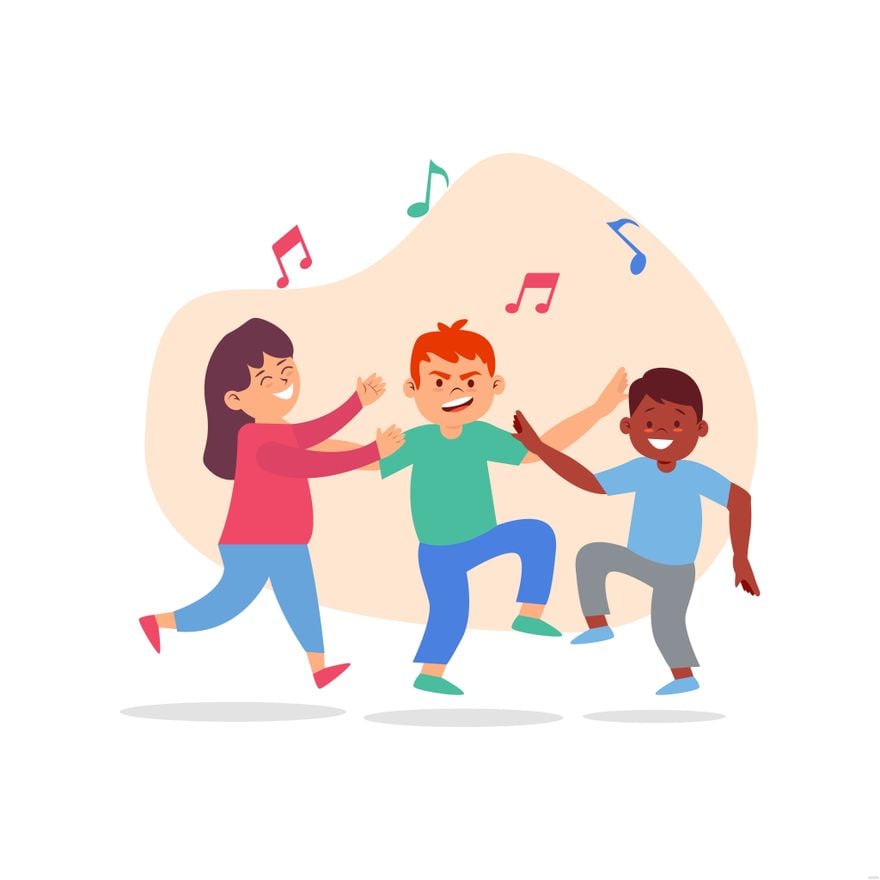 Kids Dancing Illustration in Illustrator, EPS, SVG, JPG, PNG