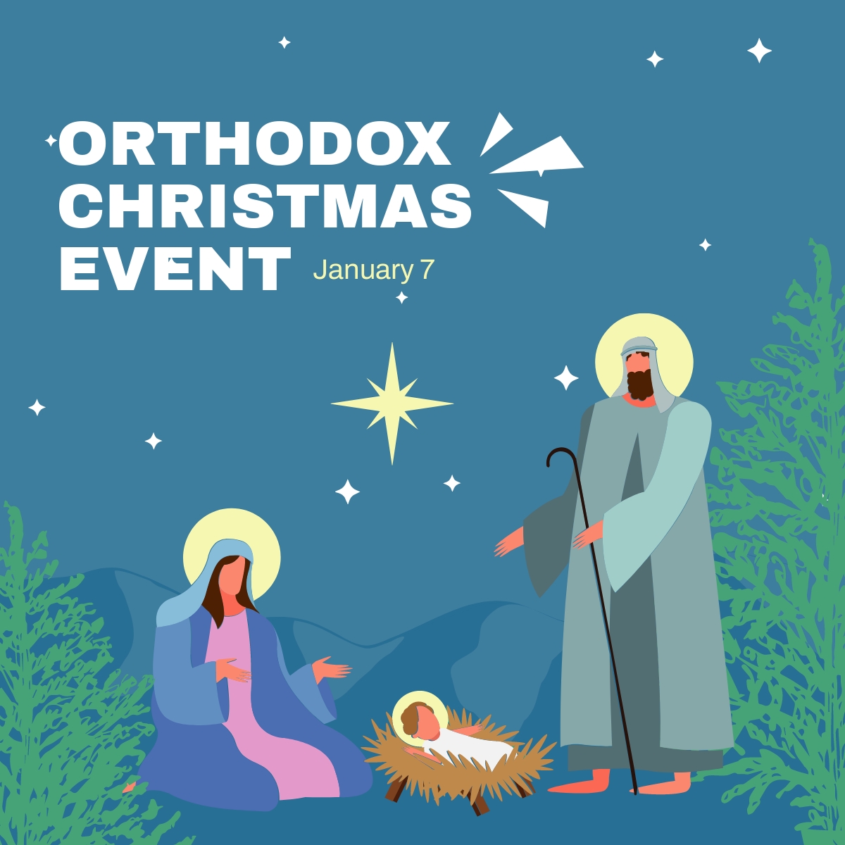 Orthodox Christmas Event Linkedin Post Template