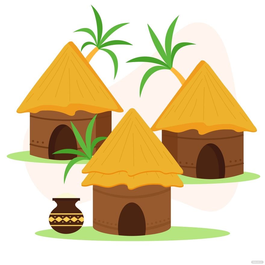Pongal Village Vector in Illustrator, EPS, SVG, JPG, PNG