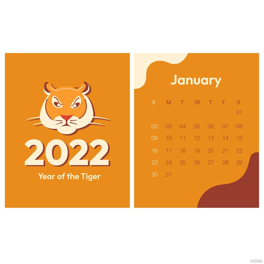 Orange January 2022 Calendar Vector