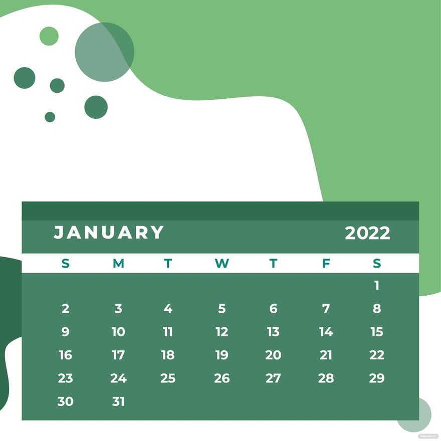 Flat January 2022 Calendar Vector