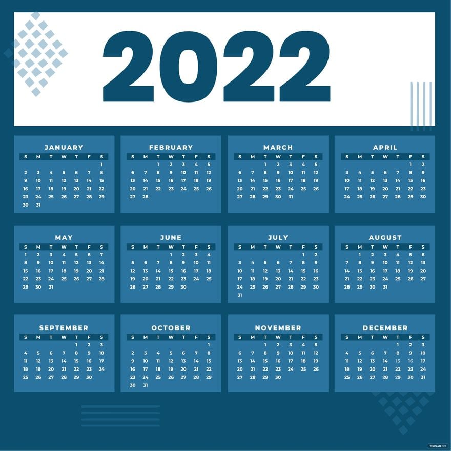 Free New Year Calendar 2022 Vector in Illustrator, EPS, SVG, JPG, PNG