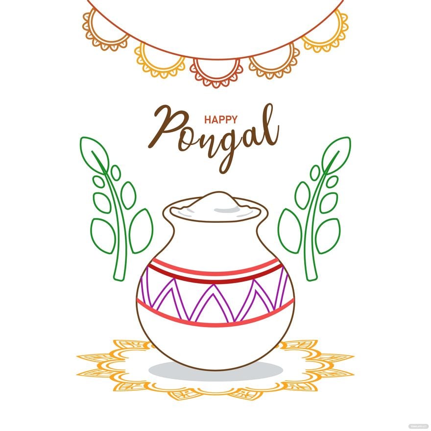 Traditional Pongal Pot Draw with Rice for Thai Pongal Festival, Vector  Illustration Stock Vector - Illustration of cuisine, nadu: 137003130
